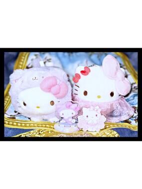 Sanrio Hello Kitty Nukuizu Plushie Tutu & Daisuki Neko Neko Mascot Charm Toy